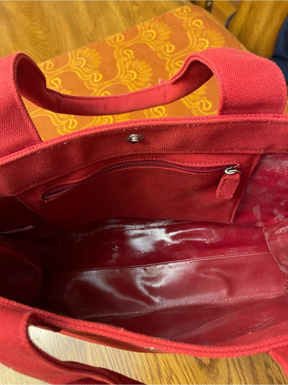 Michael Kors Red Canvas Logo Tote - Picture 3 of 3